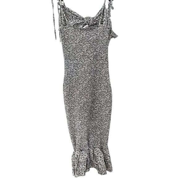 Mable Blue Floral Knot Front Smocked Sleeveless  Midi Dress Size Large - Picture 9 of 10